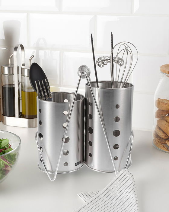 Quttin Organizador de Utensilios de Cocina Doble Acero Inoxidable 11.8 cm x 23.7 cm x 20.8 cm (6 Unidades)