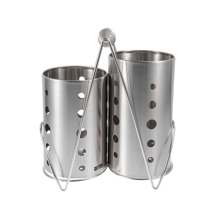 Quttin Organizador de Utensilios de Cocina Doble Acero Inoxidable 11.8 cm x 23.7 cm x 20.8 cm (6 Unidades)