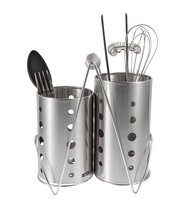 Quttin Organizador de Utensilios de Cocina Doble Acero Inoxidable 11.8 cm x 23.7 cm x 20.8 cm (6 Unidades)