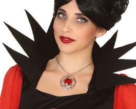 Collar De Vampiresa Con Colgante Rojo Plateado Para Halloween