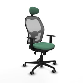 PIQUERAS Y CRESPO Silla de oficina Jorquera, Mecanismo Sincro, Tela Verde esmeralda y Malla Gris