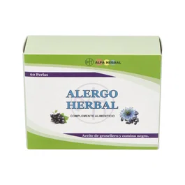 Alfa Herbal Alergo Herbal 60 Perlas - Aceite de Comino Negro y Grosellero Negro con Vitamina E para Alergias Respiratorias