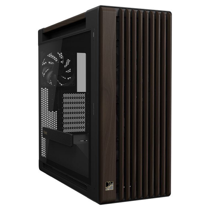 ASUS ProArt PA602 Torre Media Edición Madera Nogal Panel de Vidrio Templado Negro Moderno - Gaming, ATX, micro ATX, EATX, Mini-ITX, PWM, 4 Bahías 3.5", 8 HDD