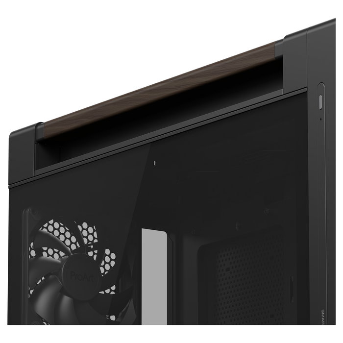ASUS ProArt PA602 Torre Media Edición Madera Nogal Panel de Vidrio Templado Negro Moderno - Gaming, ATX, micro ATX, EATX, Mini-ITX, PWM, 4 Bahías 3.5", 8 HDD
