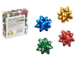 Pincello 100 Lazos Mate 2,3 cm Plástico PVC Colores Surtidos 12x12x4 cm (Set de 24)