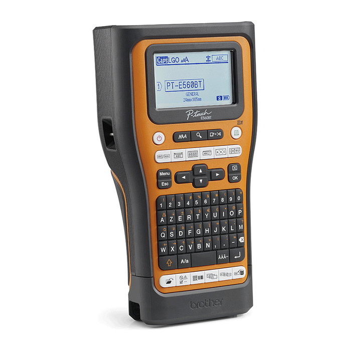 Brother PT-E560BTVP Etiquetadora Manual con Bluetooth y Carga, Impresión Térmica, Pantalla LCD, Teclado QWERTY, Sistema de Cintas HSE/TZe, Incluye Maletín