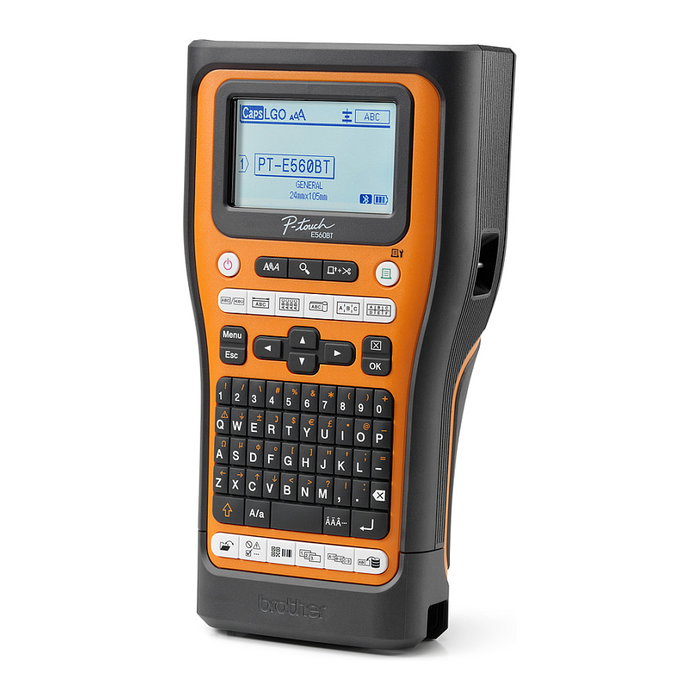Brother PT-E560BTVP Etiquetadora Manual con Bluetooth y Carga, Impresión Térmica, Pantalla LCD, Teclado QWERTY, Sistema de Cintas HSE/TZe, Incluye Maletín