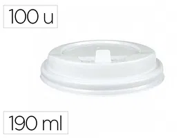 Bunzl Tapa para Vaso de Poliestireno con Orificio 190 ml Paquete de 100 Unidades