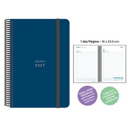 Senfort Agenda Anual 2027 Unicolor con Espiral Azul Oscuro