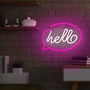 Forever Lámpara LED Neón Decorativa Hello Pink para Pared - 30 cm, Luz Rosa, Alimentación USB/Pilas