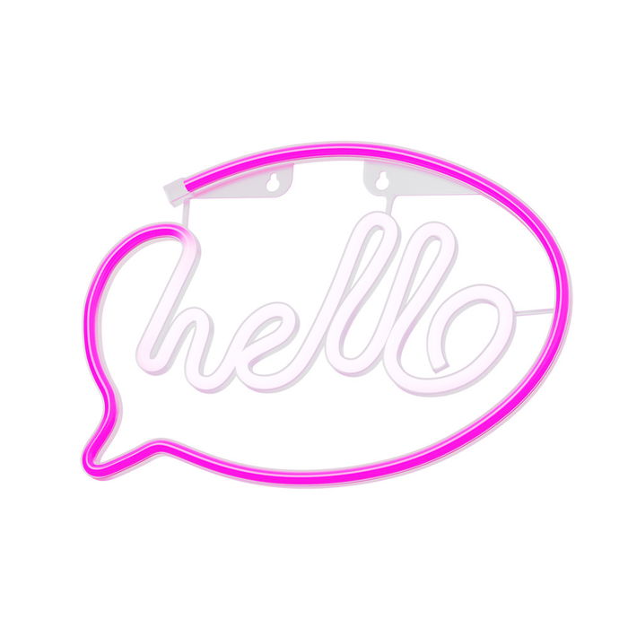 Forever Lámpara LED Neón Decorativa Hello Pink para Pared - 30 cm, Luz Rosa, Alimentación USB/Pilas