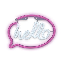 Forever Lámpara LED Neón Decorativa Hello Pink para Pared - 30 cm, Luz Rosa, Alimentación USB/Pilas