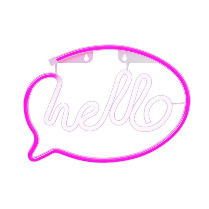 Forever Lámpara LED Neón Decorativa Hello Pink para Pared - 30 cm, Luz Rosa, Alimentación USB/Pilas