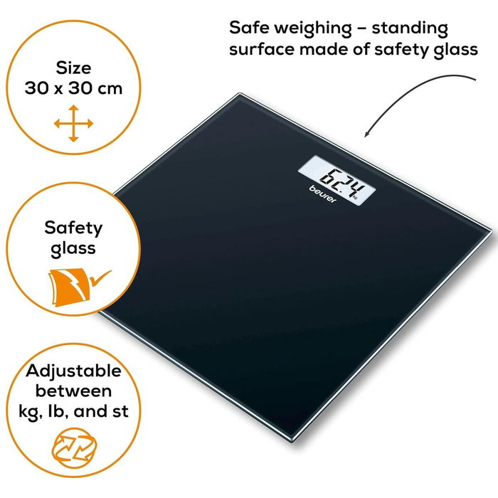 Beurer GS-10 Báscula Digital Ultra Plana Negra de Vidrio Beurer GS-10 Báscula Digital Ultra Plana Negra de Vidrio