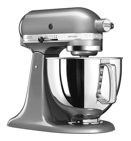 KitchenAid 5KSM125ECU Batidora Amasadora Artisan 300W, 4.8L, Contorno Plateado