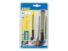 KINZO - Cúter Profesional Grande y Pequeño con Recambios, Pack de 6 Unidades