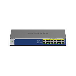 NETGEAR GS516PP-100EUS Switch Gigabit No Administrado 16 Puertos con PoE+ (260W), Montaje Rack, 32 Gbit/s, Metal Gris/Azul