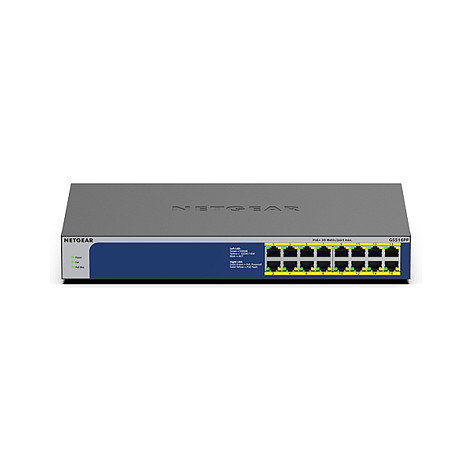 NETGEAR GS516PP-100EUS Switch Gigabit No Administrado 16 Puertos con PoE+ (260W), Montaje Rack, 32 Gbit/s, Metal Gris/Azul NETGEAR GS516PP-100EUS Switch Gigabit No Administrado 16 Puertos con PoE+ (260W), Montaje Rack, 32 Gbit/s, Metal Gris/Azul