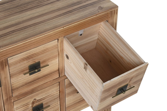 DKD Home Decor Mueble TV Masako Oriental Natural Negro 24 x 51 x 130 cm con 8 Cajones y 2 Puertas