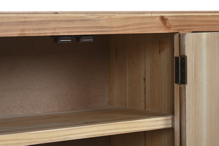 DKD Home Decor Mueble TV Masako Oriental Natural Negro 24 x 51 x 130 cm con 8 Cajones y 2 Puertas