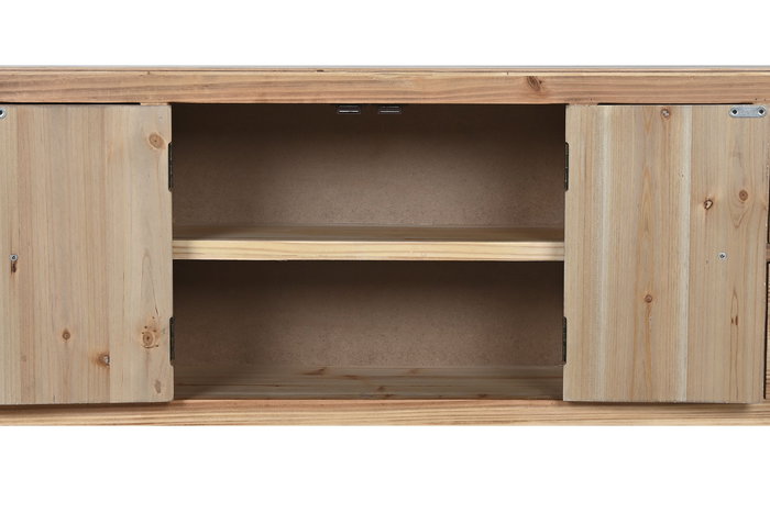 DKD Home Decor Mueble TV Masako Oriental Natural Negro 24 x 51 x 130 cm con 8 Cajones y 2 Puertas