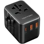 Vention FJEB0 Cargador Pared Universal 65W con 3 Puertos - USB-C 20W + 2x USB-A 18W, Conector Mundial para Viajes