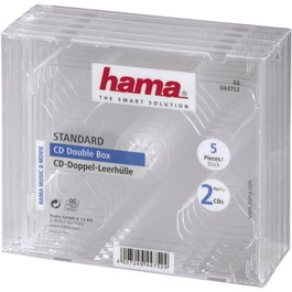 Hama Pack de 5 cajas dobles de CD transparentes