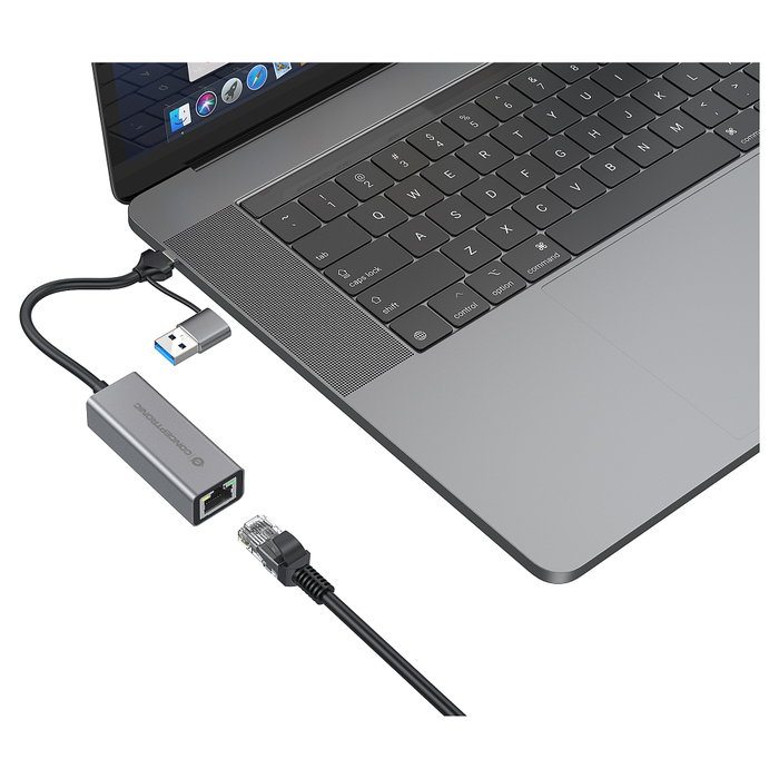 Conceptronic ABBY08G Adaptador USB 3.2 a Gigabit Ethernet RJ45 Gris