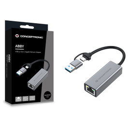 Conceptronic ABBY08G Adaptador de red Gigabit USB 3.2 con Ethernet RJ45 y compatibilidad Nintendo Switch