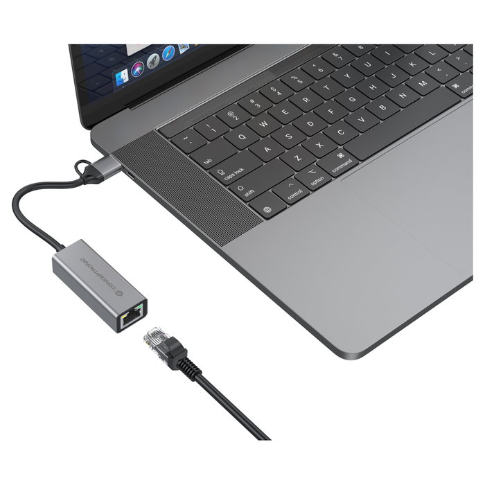 Conceptronic ABBY08G Adaptador USB 3.2 a Gigabit Ethernet RJ45 Gris