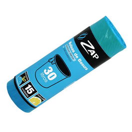 ZAP 320186 Rollo 15 Unidades Bolsa Basura Azul Olor Limón 30 Litros
