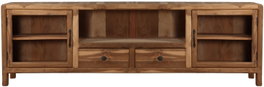 DKD Home Decor Mueble TV Teca Reciclada y Cristal 200x35x65
