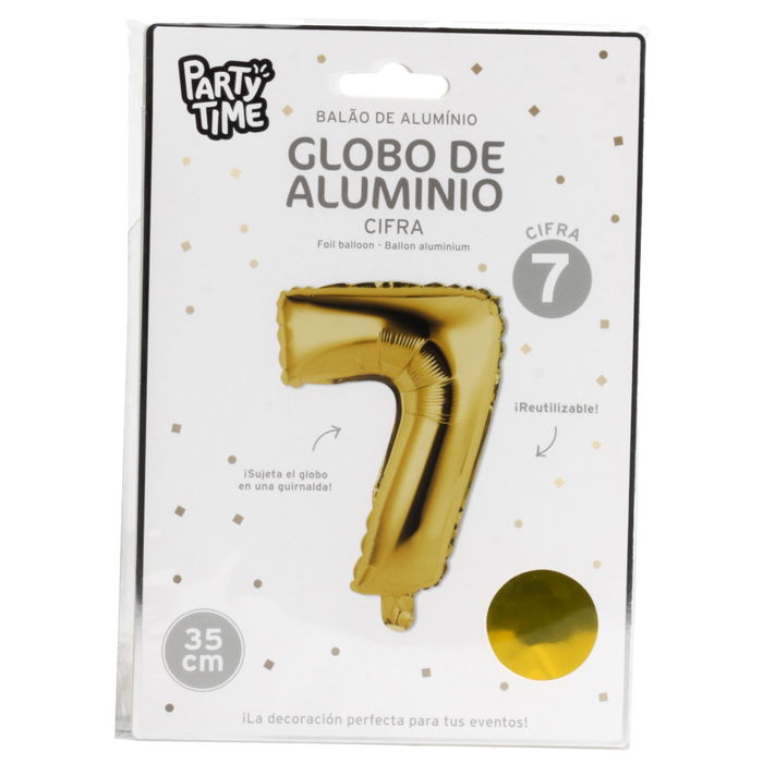 Party Time Globo Cifra 7 Oro Altura 35 cm