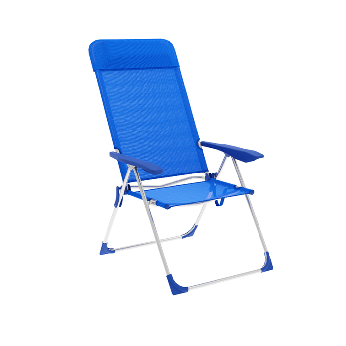 Marbueno Silla Plegable 5 Posiciones Aluminio con Cojin Azul Playa y Piscina 69X58X109 cm 10249 Marbueno Silla Plegable 5 Posiciones Aluminio con Cojin Azul Playa y Piscina 69X58X109 cm 10249