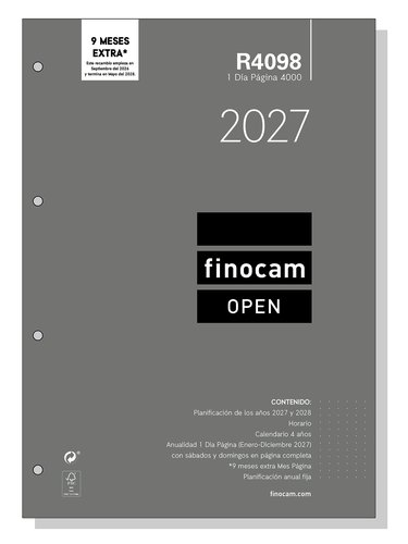 Finocam Recambio Agenda Anual 2027 R4098 Open 4000 210x297 mm Finocam Recambio Agenda Anual 2027 R4098 Open 4000 210x297 mm