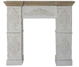 DKD Home Decor Frontal Chimenea Abeto MDF Blanco