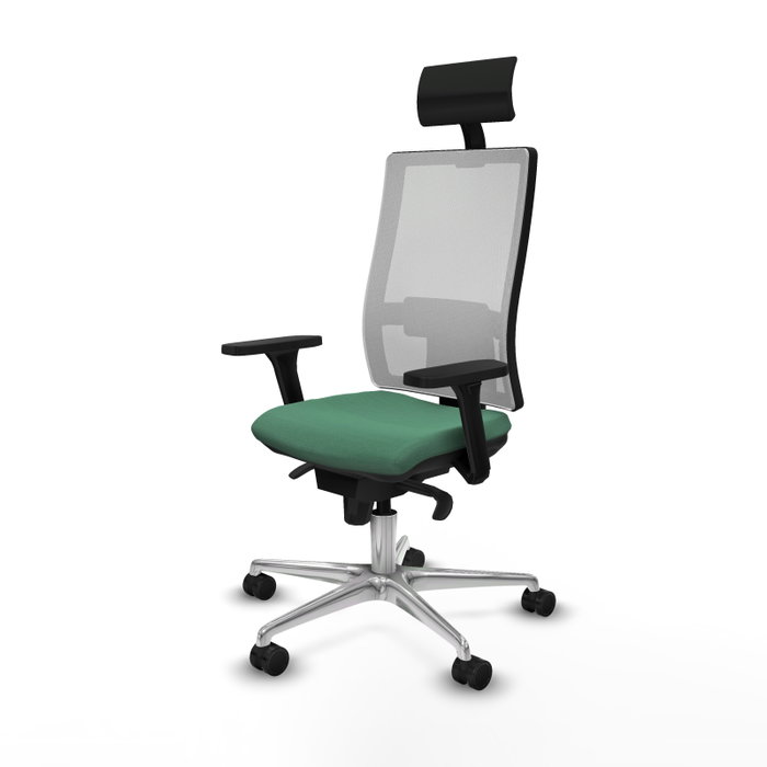 PIQUERAS Y CRESPO Silla de oficina Horna con mecanismo Sincro, Verde esmeralda y Blanco