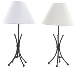 DKD Home Decor Lampara Sobremesa Crema Blanco 25 x 45 x 25 cm (12 Unidades)