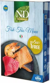 Farmina N&D Cat Natural Fish Trio Menu Comida Húmeda para Gatos Sabor Pescado Variado Pack 6 Latas x 70 gr