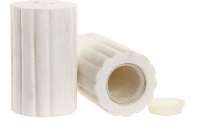 DKD Home Decor Salero Urban Blanco Negro Mármol Set de 2 4.5 x 4.5 x 8 cm