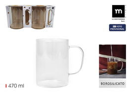 La Mediterranea Set-2 Tazas Boro Lisas 470 ml | Diámetro 8 cm, Altura 11 cm (18 Unidades)