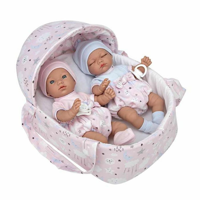 Muñecas Arias Gemelos Elegance con cuerpo de vinilo y capazo