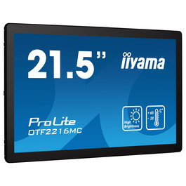 iiyama OTF2216MC-B1 Monitor Táctil Multi-Touch de 54.6 cm (21.5") Full HD 1920x1080 VA, 1100 cd/m², HDMI, DisplayPort, USB, Ethernet, Montaje VESA