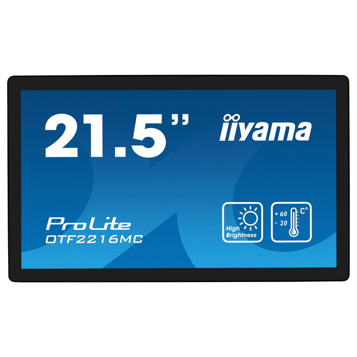 iiyama OTF2216MC-B1 Monitor Táctil Multi-Touch de 54.6 cm (21.5") Full HD 1920x1080 VA, 1100 cd/m², HDMI, DisplayPort, USB, Ethernet, Montaje VESA