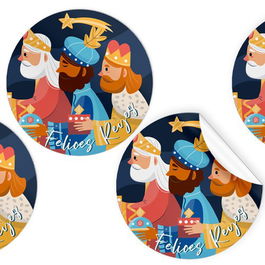 Etiquetas Regalo Adh. Rollo 250 Uds. Redondas Ø 40 Navidad Felices Reyes