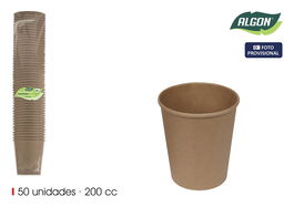 Inde Set 50 Vasos Cartón Kraft 200 cc (18 Unidades)