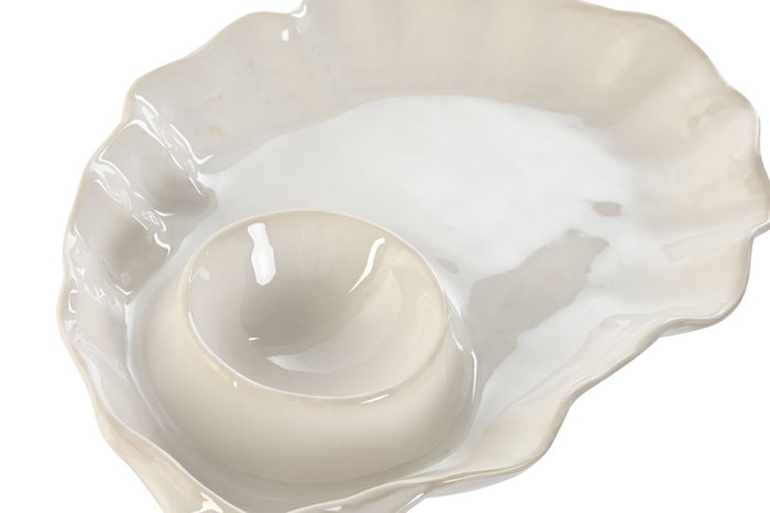 DKD Home Decor Set de 4 Platos para Aperitivos de Porcelana Blanco, 31,5x21x4 cm DKD Home Decor Set de 4 Platos para Aperitivos de Porcelana Blanco, 31,5x21x4 cm