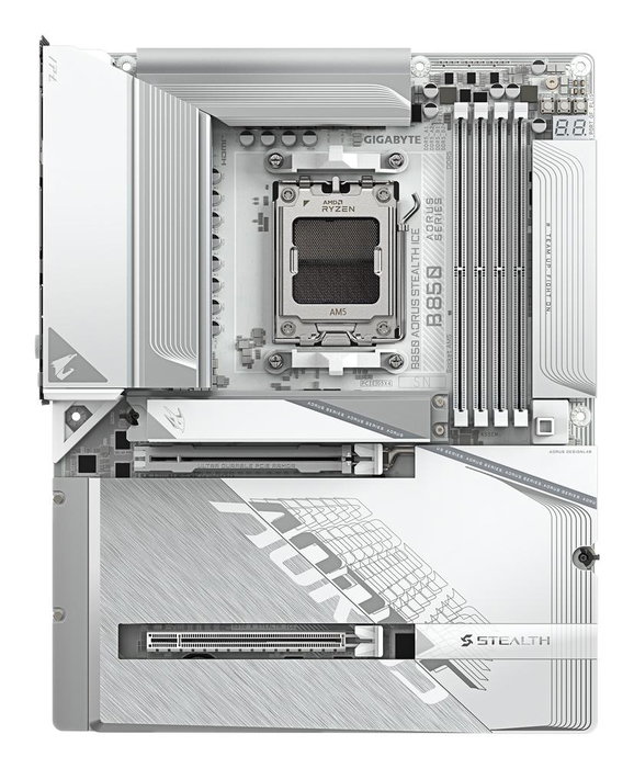 Gigabyte B850 AORUS STEALTH ICE Placa Base ATX, Socket AM5, DDR5, Wi-Fi 7, PCIe 5.0, RGB, Blanco