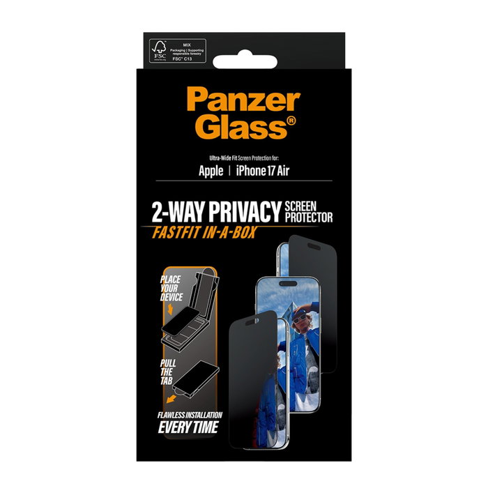 PanzerGlass Protector de Pantalla de Privacidad 2-Way para iPhone Air Ultra-Wide Fit PanzerGlass Protector de Pantalla de Privacidad 2-Way para iPhone Air Ultra-Wide Fit