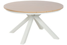 DKD Home Decor Mesa Redonda Comedor Terraza Y Jardin Blanco 140 x 75 x 140 cm